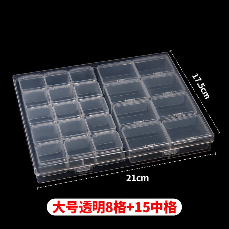 Mandotos International anti-oxidation multi-compartment jewelry storage box with organized sections for necklaces, rings, and earrings.
