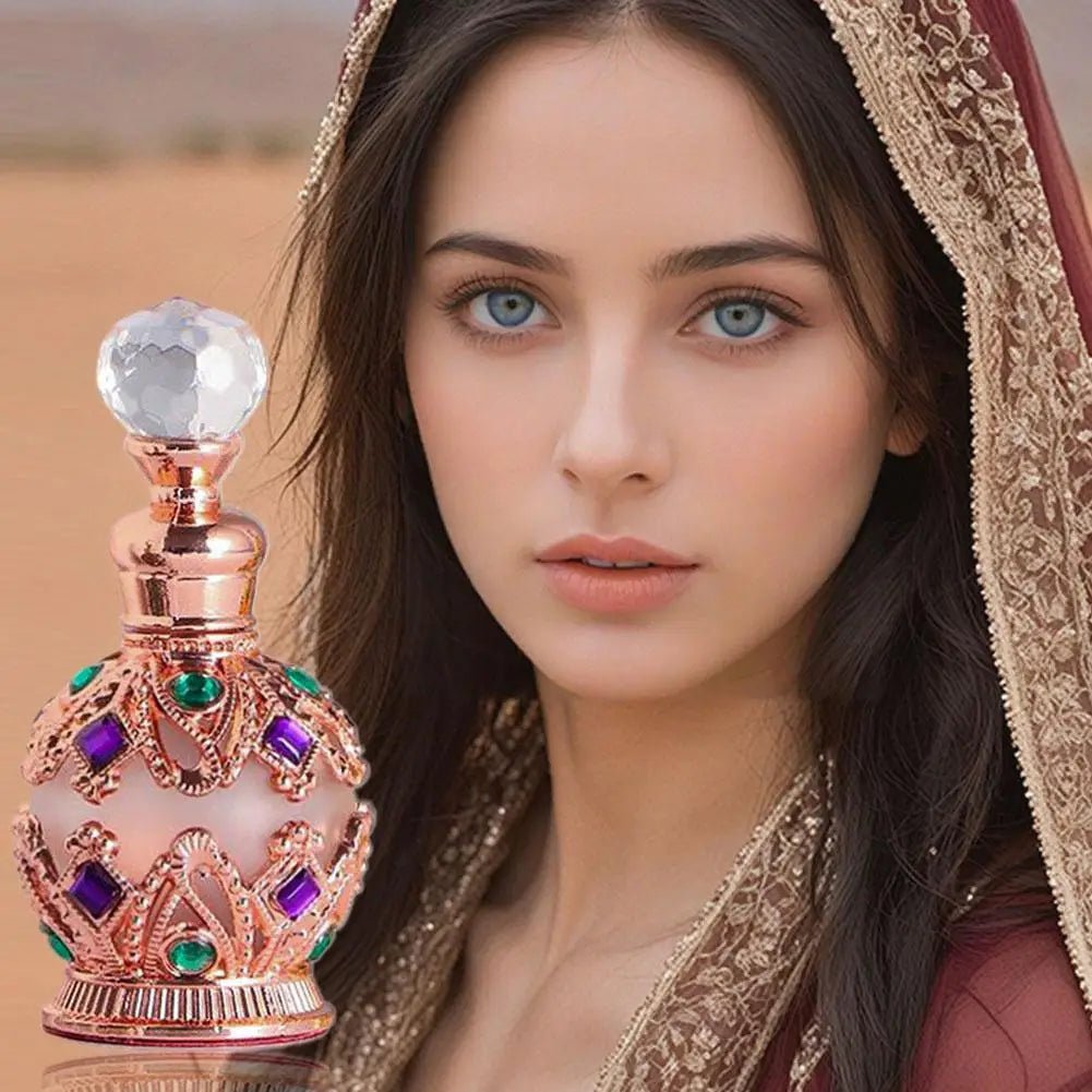 Bottle of Arabian Rose and Jasmine Pheromone Perfume for Women by MANDOTOS INTERNATIONAL, with floral scent and elegant packaging.