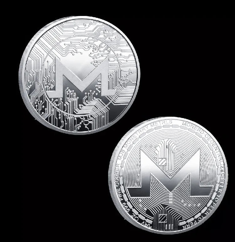 Physical metal crypto currency coin collection featuring Bitcoin, Ethereum, ADA, and more in a plastic case, by MANDOTOS INTERNATIONAL.