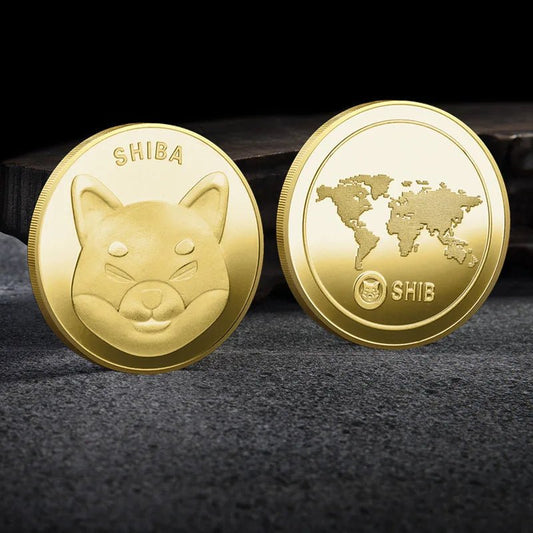 Mandotos International Bitcoin, Ethereum, ADA, XRP, Dogecoin, Litecoin, and other metal crypto coins in a plastic case.