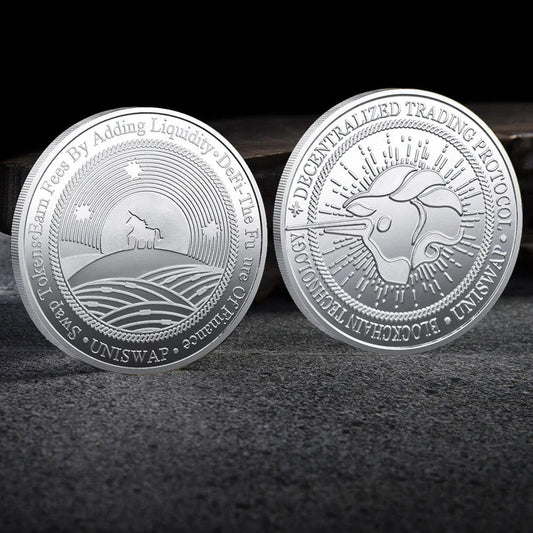 Mandotos International Bitcoin BTC ETH ADA XLM SHIB DOGE XRP SOL DOT LINK LTC UNI metal crypto currency coin collection with plastic case