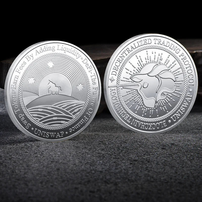 Mandotos International Bitcoin BTC ETH ADA XLM SHIB DOGE XRP SOL DOT LINK LTC UNI metal crypto currency coin collection with plastic case