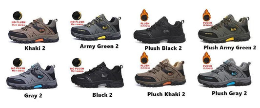 Mandotos waterproof leather men’s winter snow boots with rugged sole, ideal for outdoor hiking and work in size 39-47.