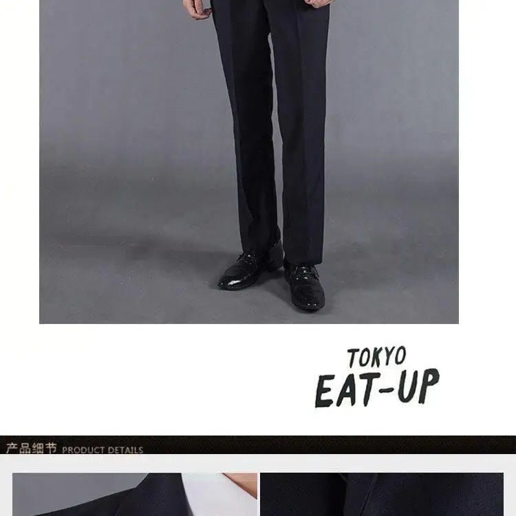 Mandotos International men's casual two-piece suit with cotton fabric, double-cuffed sleeves, suitable for business and spring to autumn wear.