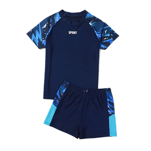 Children's boys' two-piece swim trunks from Mandotos International, sun-protective swimsuit, 2026 new model, hot spring set, outdoor swimming.