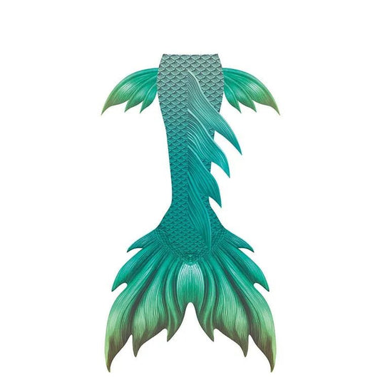 Shiny mermaid tails swimsuit by Mandotos International featuring a colorful, shimmering mermaid skin design for swimming and cosplay.