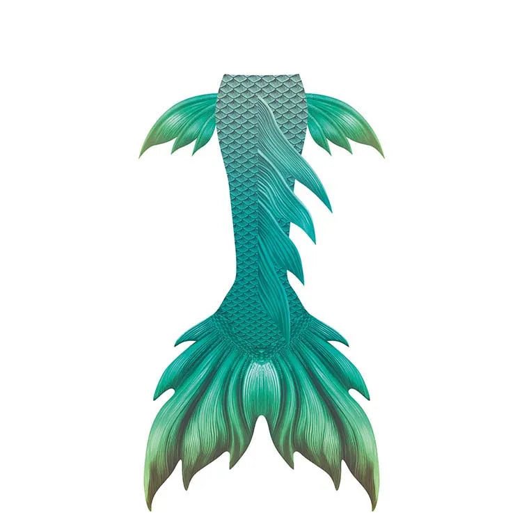 Shiny mermaid tails swimsuit by Mandotos International featuring a colorful, shimmering mermaid skin design for swimming and cosplay.
