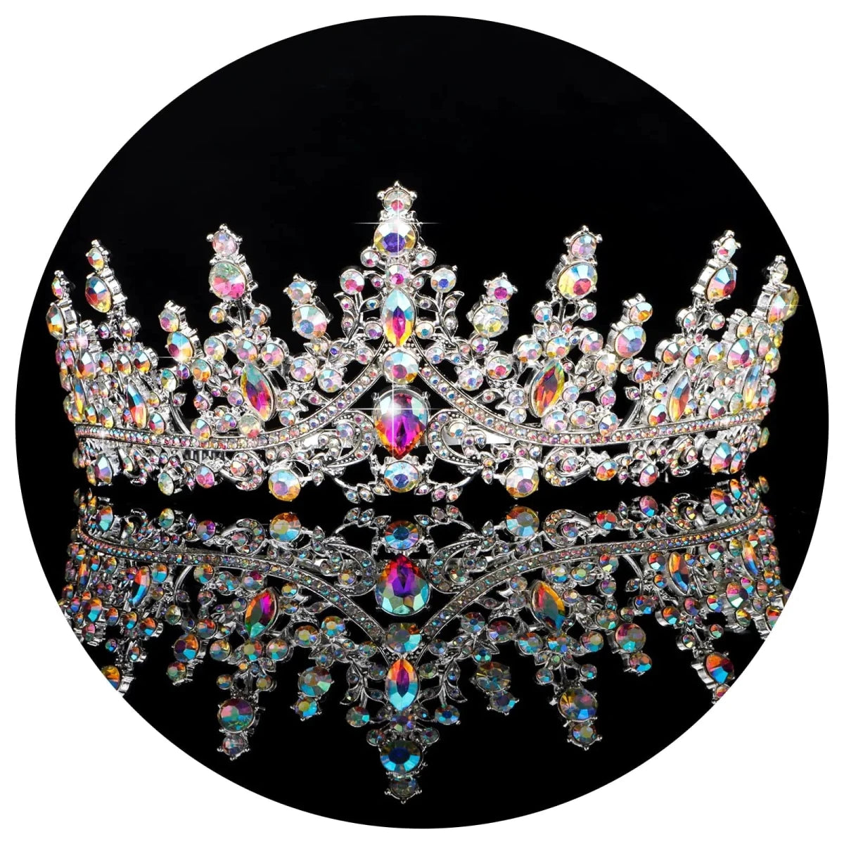Crystal Elegance Wedding Tiara by MANDOTOS INTERNATIONAL featuring sparkling crystals and intricate silver design for bridal occasion