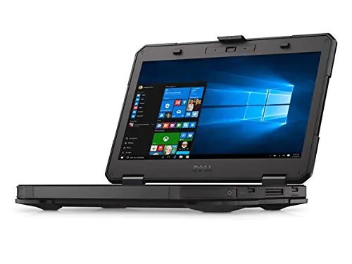 Dell Rugged Latitude 5404 Renewed HD Touch Laptop with durable design and touchscreen display, shown in a professional setting.