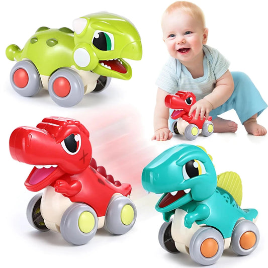Colorful Dino Dash toddler car toy by MANDOTOS INTERNATIONAL featuring playful dinosaur characters for young children.