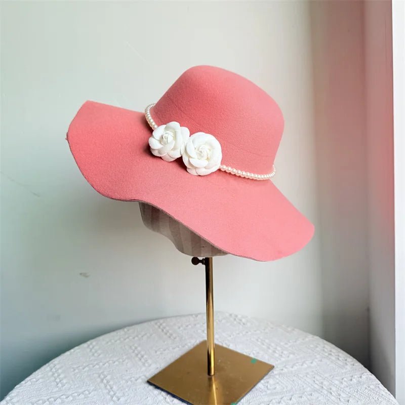 French style women's fedora hat with wide brim, felt winter autumn derby jazz hat by MANDOTOS INTERNATIONAL