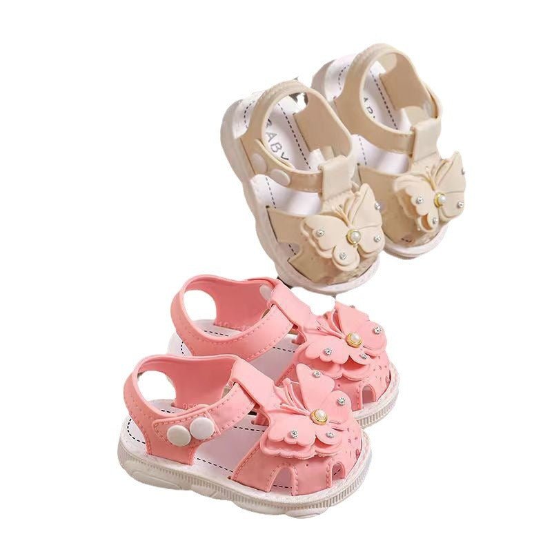 Girls' summer sandals by MANDOTOS INTERNATIONAL, non-slip soft sole infant beach shoes for little girls and babies.