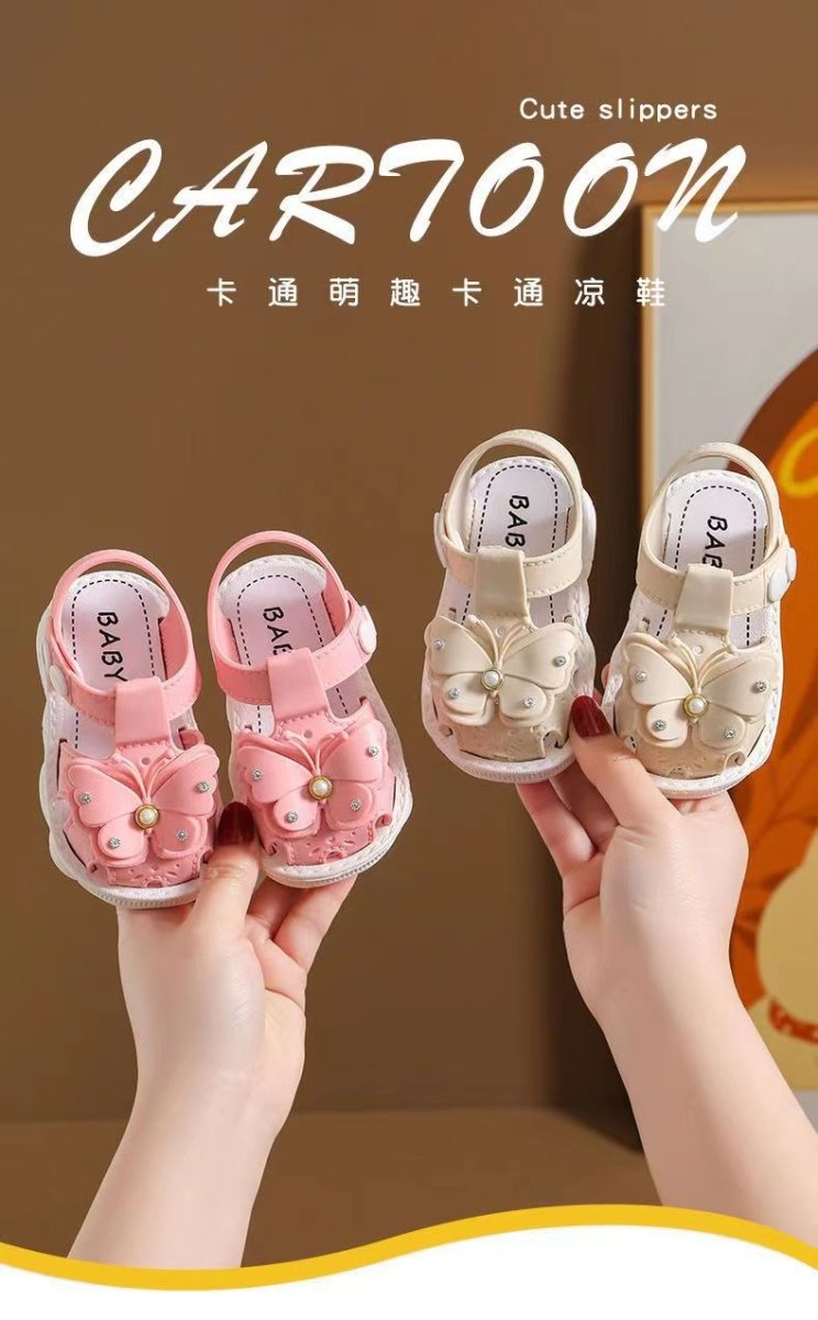 Girls' summer sandals by MANDOTOS INTERNATIONAL, soft sole, non-slip infant beach shoes, princess style for little girls.