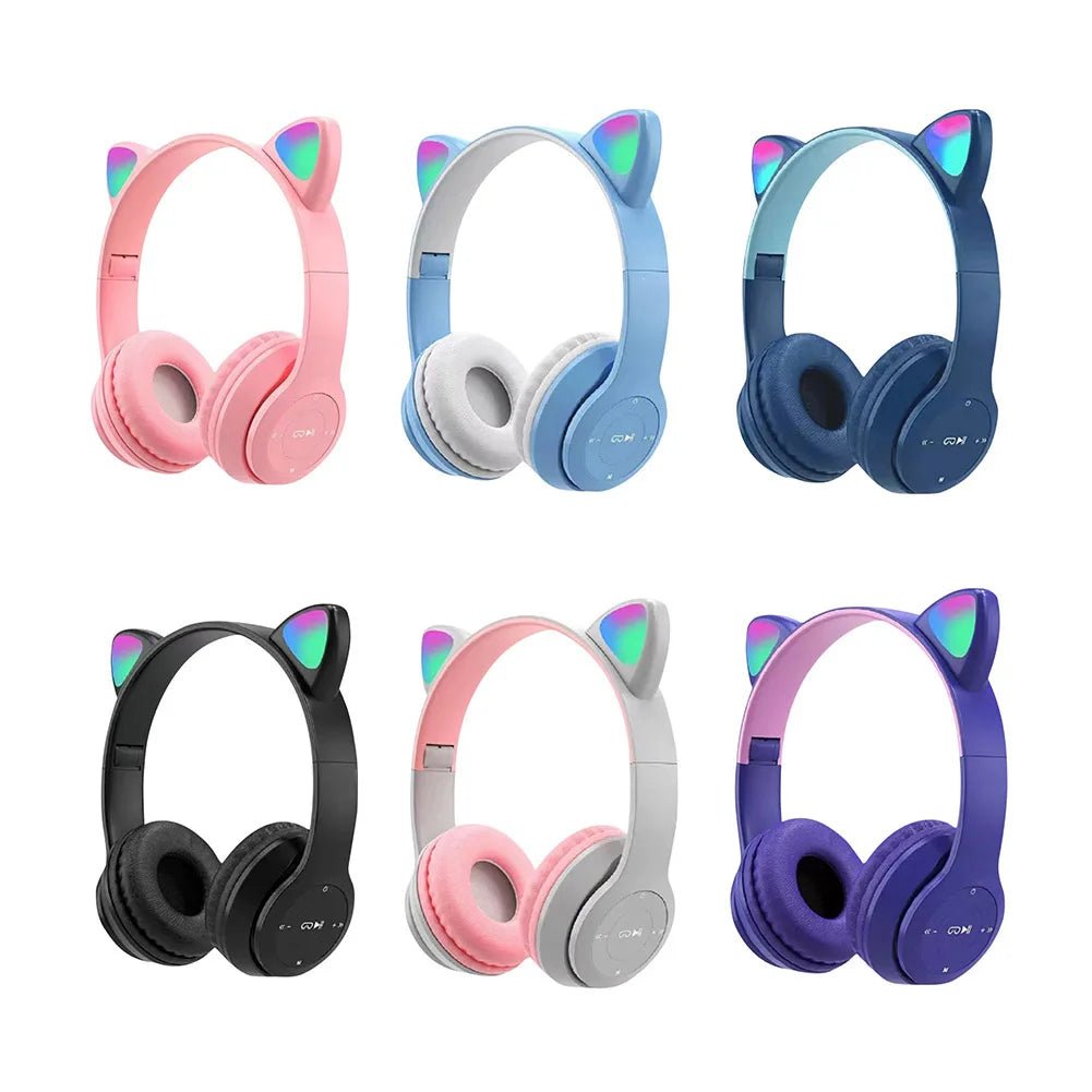 Glow Light Cat Ear Bluetooth Headphones by MANDOTOS INTERNATIONAL with illuminated cat ear design for kids and adults