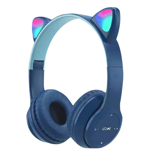 Glow Light Cat Ear Bluetooth Headphones by MANDOTOS INTERNATIONAL with illuminated cat ear design for kids and adults.