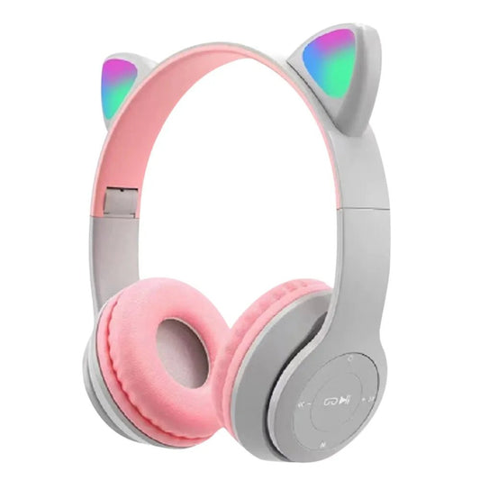 Glow Light Cat Ear Bluetooth Headphones by MANDOTOS INTERNATIONAL with colorful illuminated cat ear design for kids and adults.