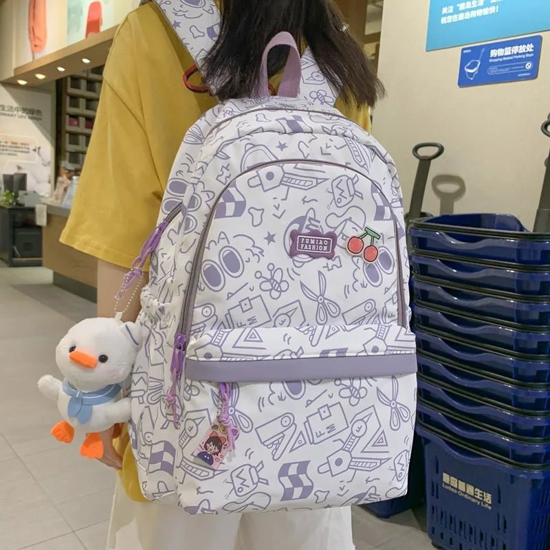 High capacity plaid school backpack by MANDOTOS INTERNATIONAL with cute print, perfect for students and school use