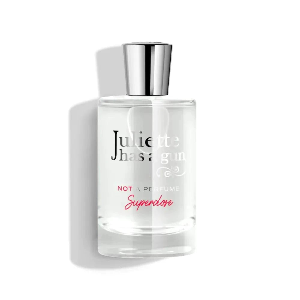 Juliette Superdose Eau de Parfum by Mandotos International, 3.3 oz bottle with elegant floral design and fragrance label.