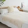 Mandotos International knitted wool throw blanket with tassels, cozy home decor and travel accessory in warm, soft fabric.
