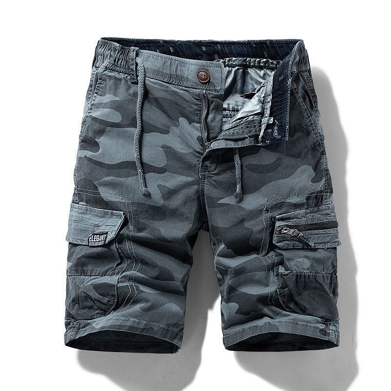 Men's camo street outdoor stretch tooling shorts by Mandotos International, featuring a tactical camouflage pattern and comfortable fit.