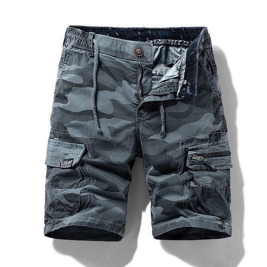 Men's camo street outdoor stretch tooling shorts by Mandotos International, featuring a tactical camouflage pattern and comfortable fit.