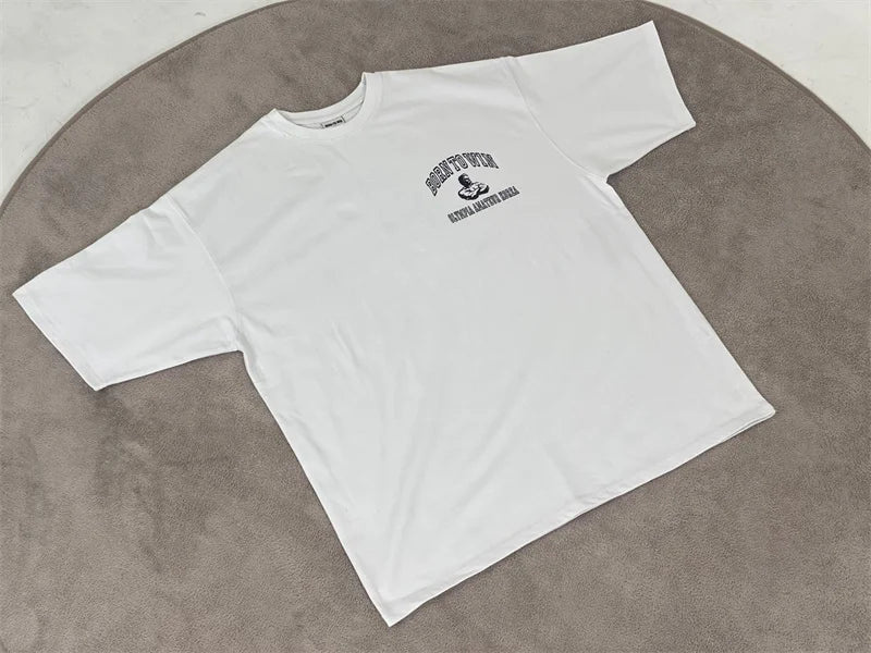 Men's cotton fitness tee by Mandotos International, short sleeve summer gym T-shirt, casual athletic wear, white fabric, front view