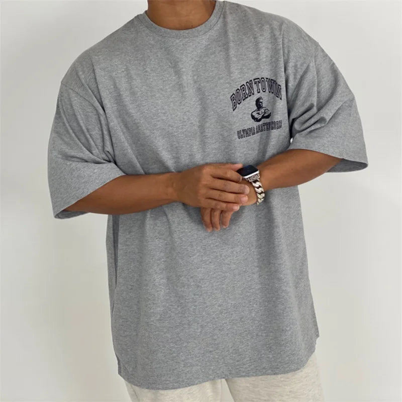 Men's cotton fitness T-shirt by Mandotos International, short sleeve summer gym tee, comfortable athletic T-shirt for men.