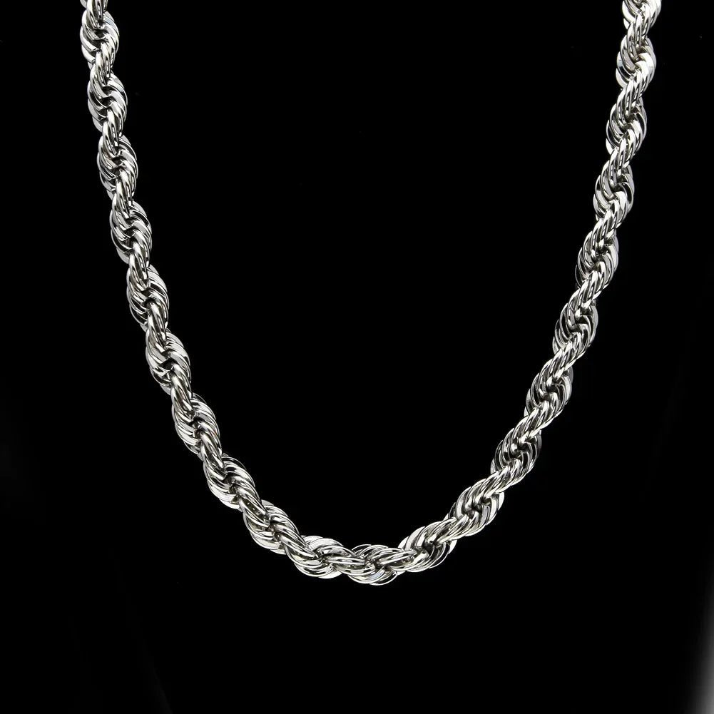 Men's gold-plated hip-hop necklace with a 1cm twist rope chain, high fashion style, by MANDOTOS INTERNATIONAL.
