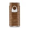 Men's portable cigar case by MANDOTOS INTERNATIONAL, holds 3 cigars with PU leather exterior and cutter, ideal for travel.