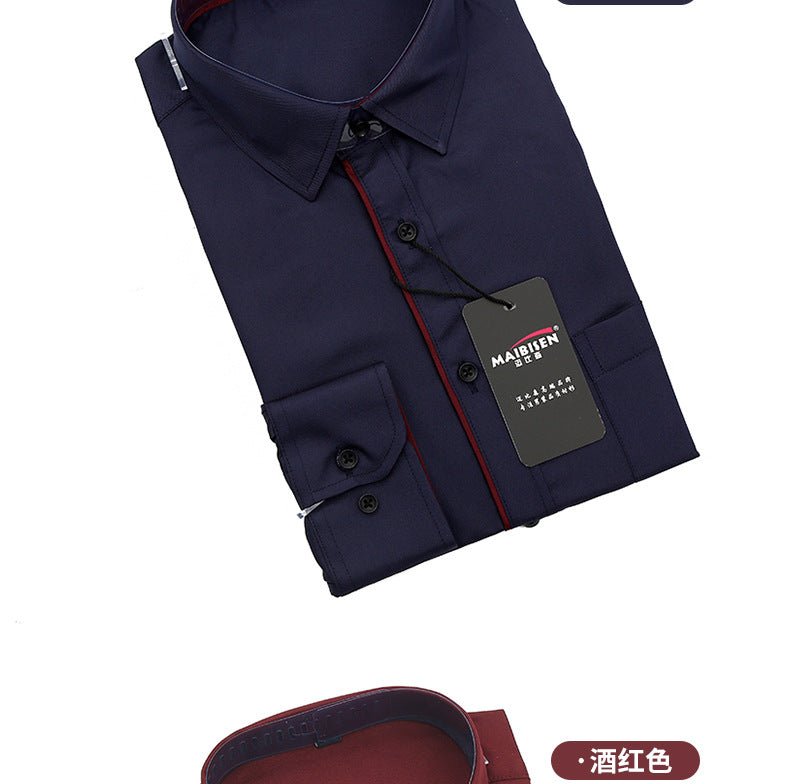 Men's slim-fit business printed long-sleeve shirt by MANDOTOS INTERNATIONAL, featuring a stylish pattern and tailored fit.
