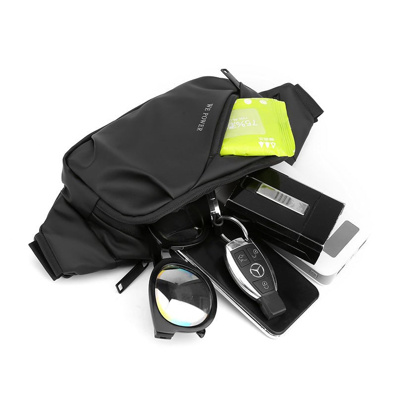 Men's water-repellent waist bag by MANDOTOS INTERNATIONAL, outdoor sports crossbody bag with adjustable strap and multiple compartments.