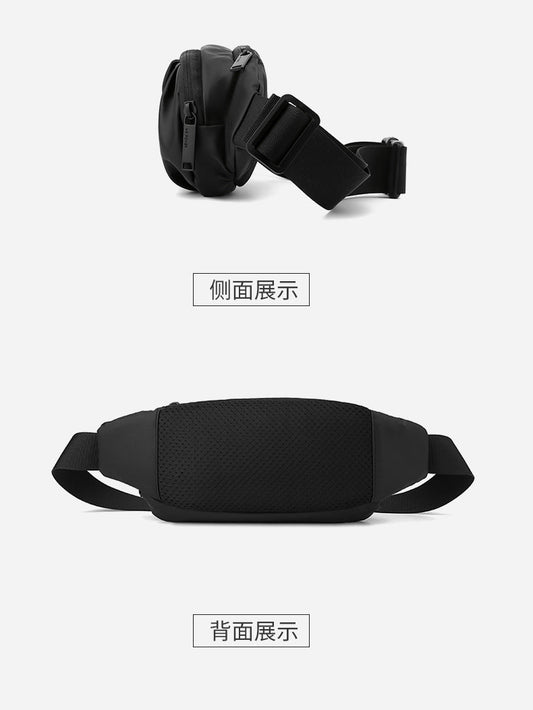Men's water-repellent waist bag by MANDOTOS INTERNATIONAL, outdoor sports crossbody bag with adjustable strap and multiple compartments.