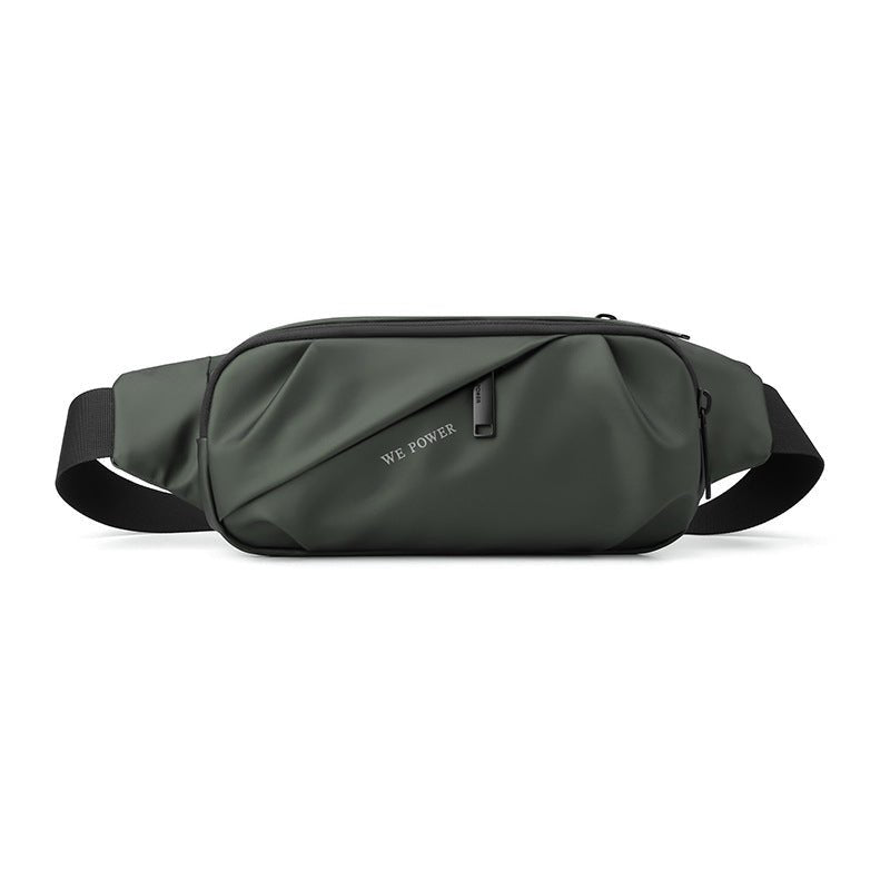 Men's water-repellent waist bag by MANDOTOS INTERNATIONAL, outdoor sports crossbody bag with adjustable strap and multiple compartments.