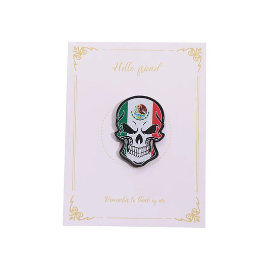 Mexico flag hat pin by MANDOTOS INTERNATIONAL, a retro enamel badge on a metal brooch, ideal for baseball caps and decorative jewelry.