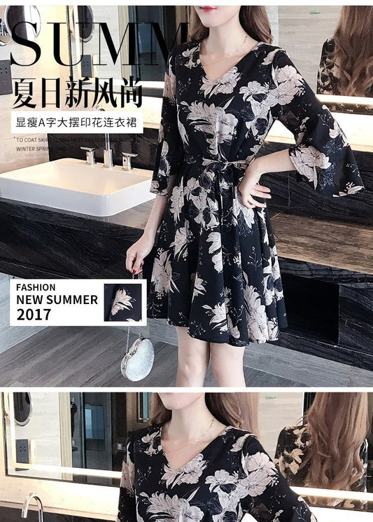 Mandotos International floral summer dress for women, stylish Korean fashion dress with slimming fit, perfect for summer 2019.