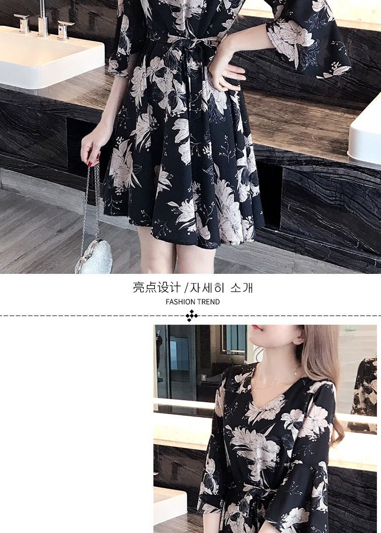 Mandotos International floral summer dress for women, Korean style, slim fit, perfect for casual or student fashion in summer 2019.