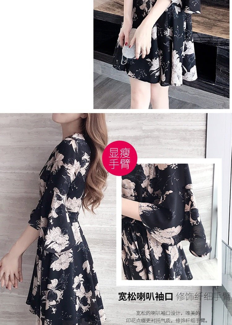 Mandotos International floral summer dress for women, featuring Korean style and slimming fit, perfect for trendy summer fashion.