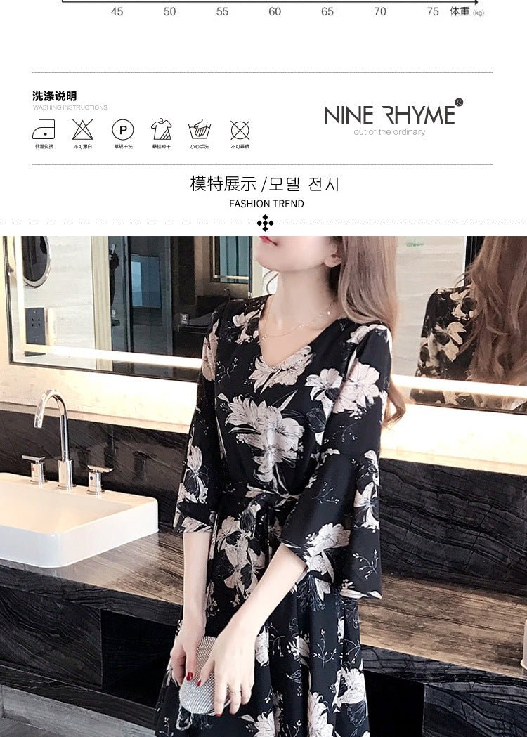 Mandotos International floral summer dress for women, Korean style, slimming fit, perfect for casual summer fashion.