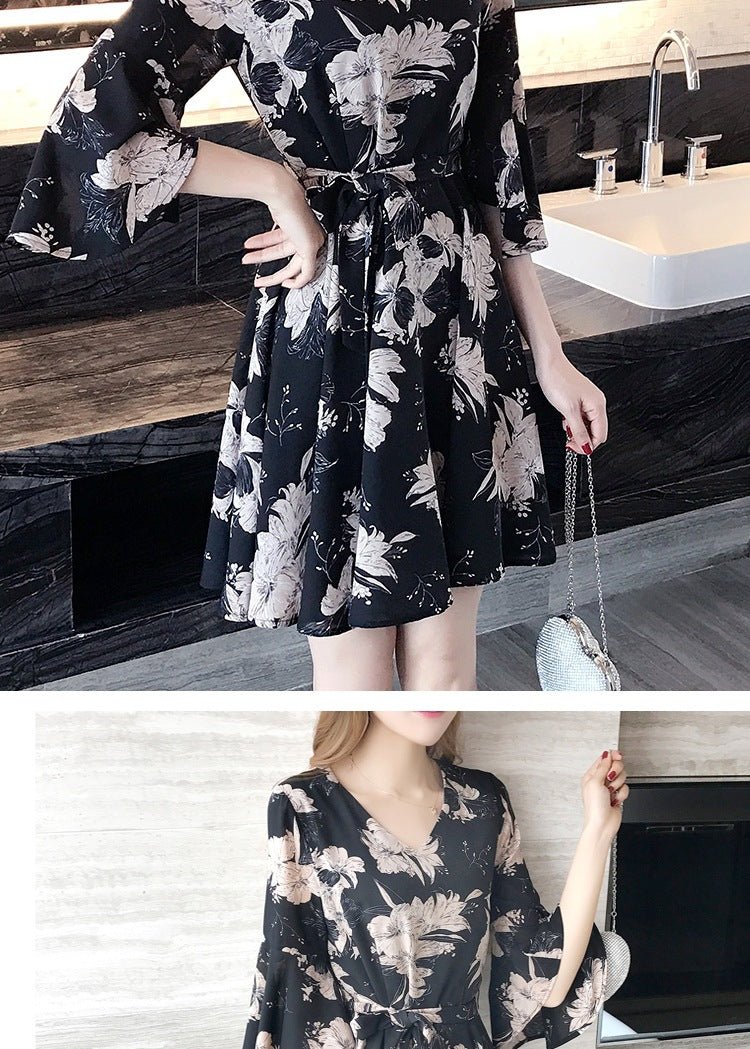 Mandotos International women's floral summer dress featuring Korean style, slimming fit, perfect for summer fashion and casual wear.