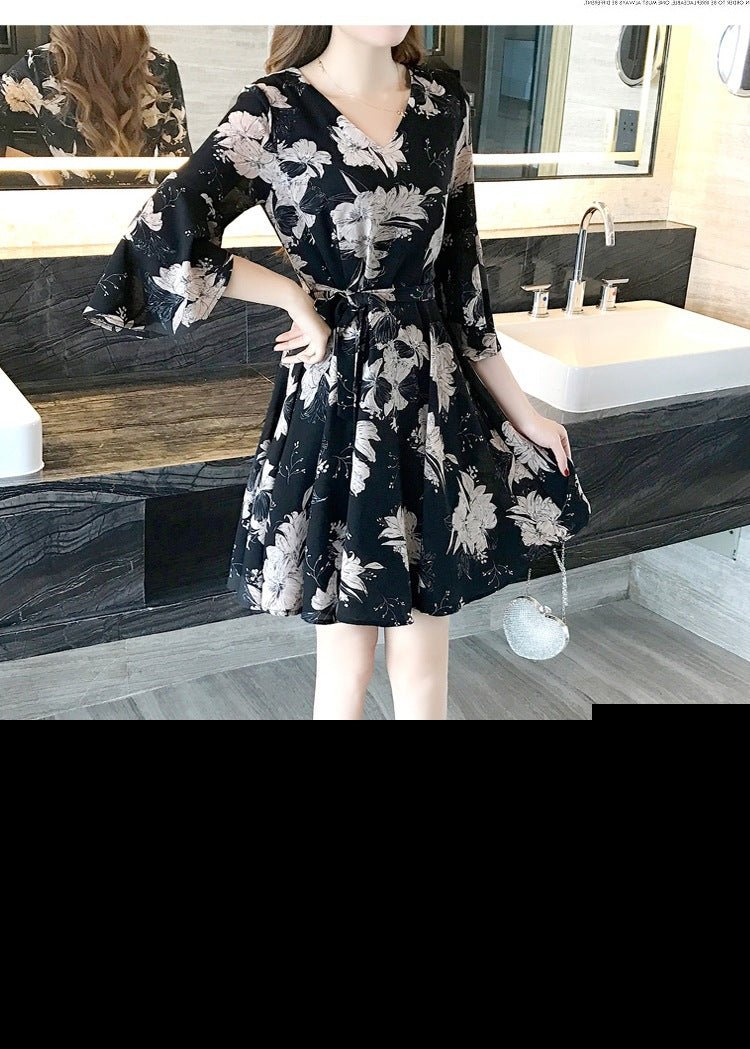 Mandotos International women's floral summer dress with Korean style, slim fit, perfect for summer fashion and casual wear.