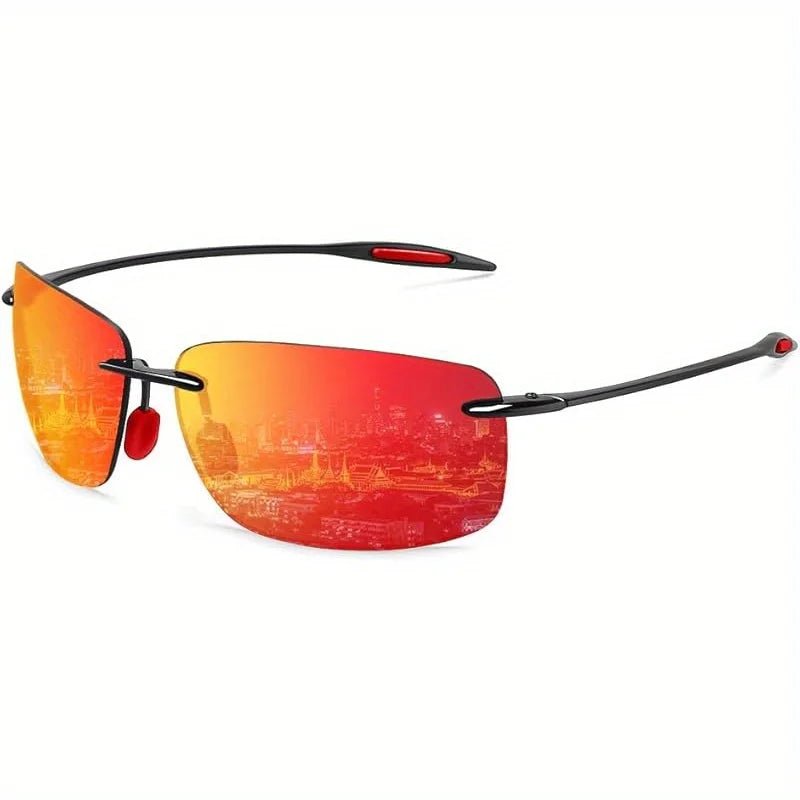 Mandotos International polarized sunglasses for men and women with rimless Tr90 frame, lightweight, durable, ideal for running, fishing, baseball