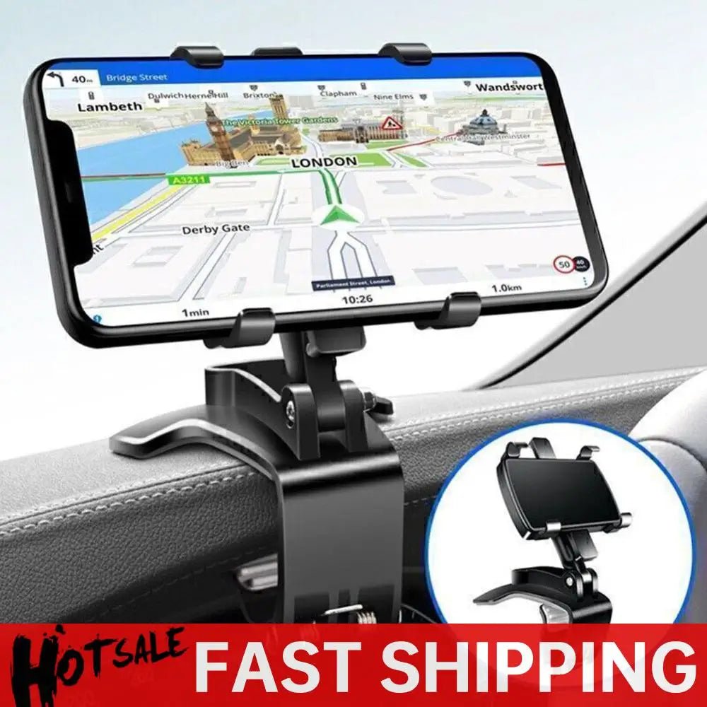 Mandotos portable car holder for iPhone, Samsung, Xiaomi, Redmi, Huawei, rotatable, multifunction dashboard and sun visor mount.