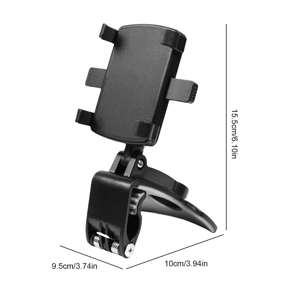Mandotos portable car holder, rotatable multifunction mount for iPhone, Samsung, Xiaomi, Redmi, Huawei, fits dashboard, rearview mirror, sun visor