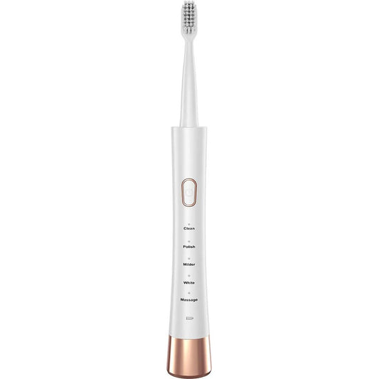 Portable electric toothbrush set by MANDOTOS INTERNATIONAL with rechargeable oral cleaner, suitable for adults and kids.