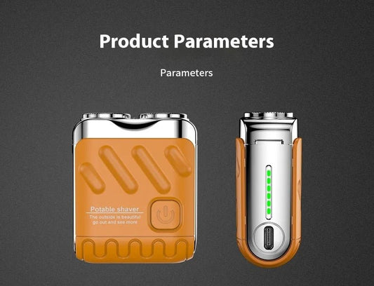Mandotos International portable electric shaver for men, compact USB-powered razor for face, body, and bikini shaving.