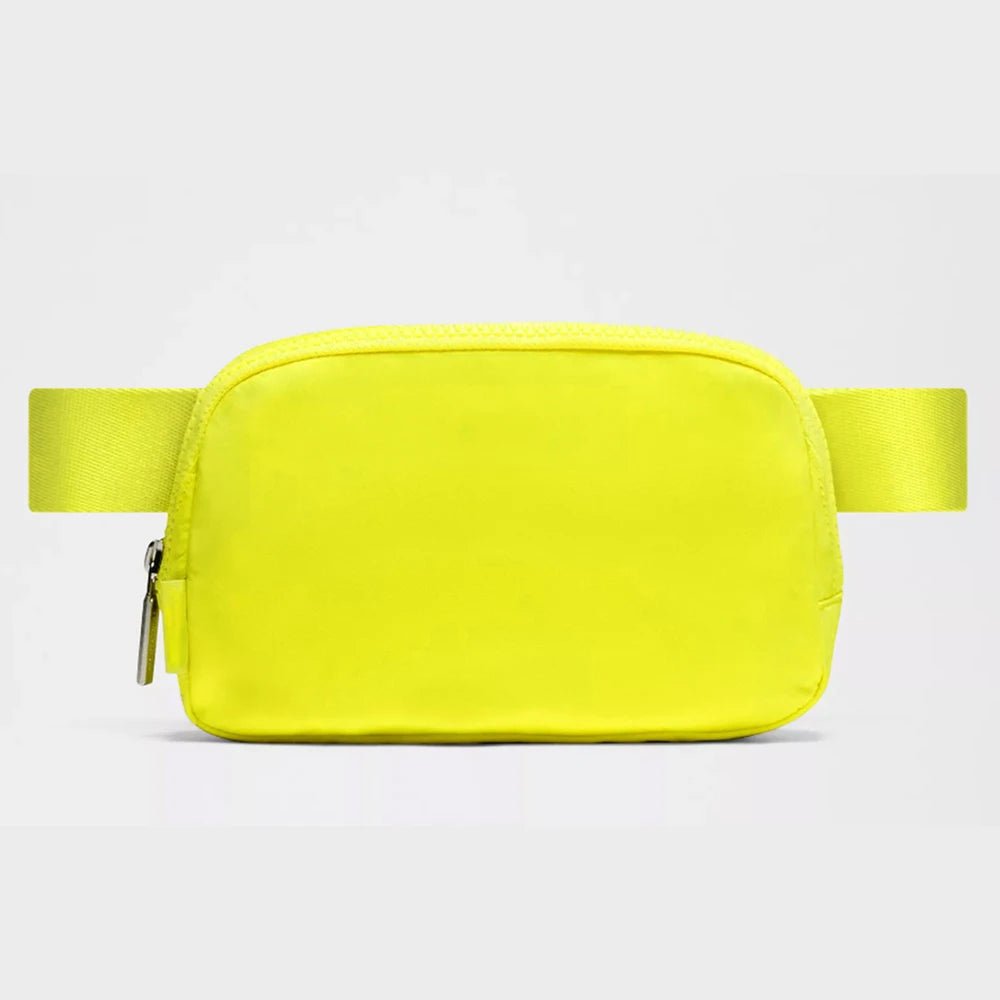 Mandotos International premium lightweight women's waist bag for running and travel, shown in black with adjustable strap.