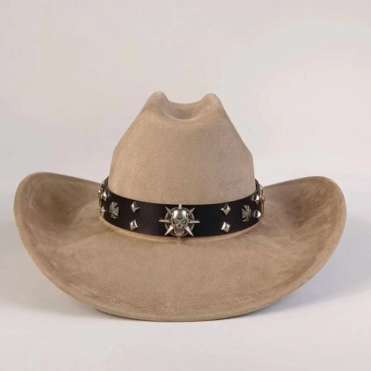 Premium suede cowboy hat by MANDOTOS INTERNATIONAL, stylish unisex hat perfect for outdoor festivals and casual wear.