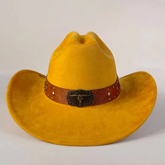 Premium suede cowboy hat by Mandotos International, stylish men's and women's outdoor hat with wide brim and classic western design.