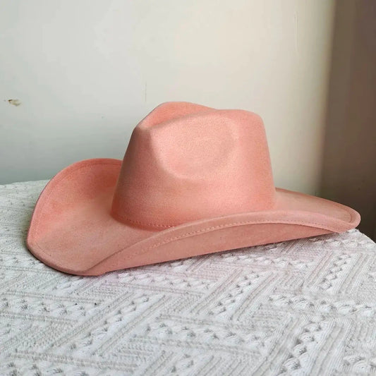 Premium suede cowboy hat by MANDOTOS INTERNATIONAL with wide brim, stylish design, perfect for outdoor festivities for men and women.
