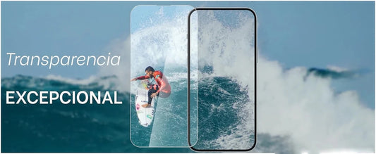 Clear tempered glass screen protector for iPhone 11-17 by MANDOTOS INTERNATIONAL, showcasing a sleek, edge-to-edge transparent film.